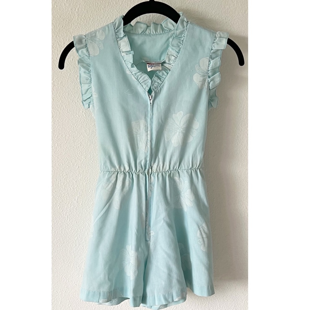 Liberty House Hawaii Vintage  Shannon Marie Light Blue Ruffle Girls Romper